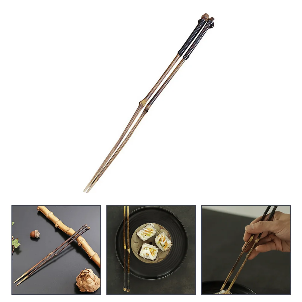 

1 Pair Reusable Chopsticks Vintage Bamboo Joint Sushi Chopsticks for Restaurant