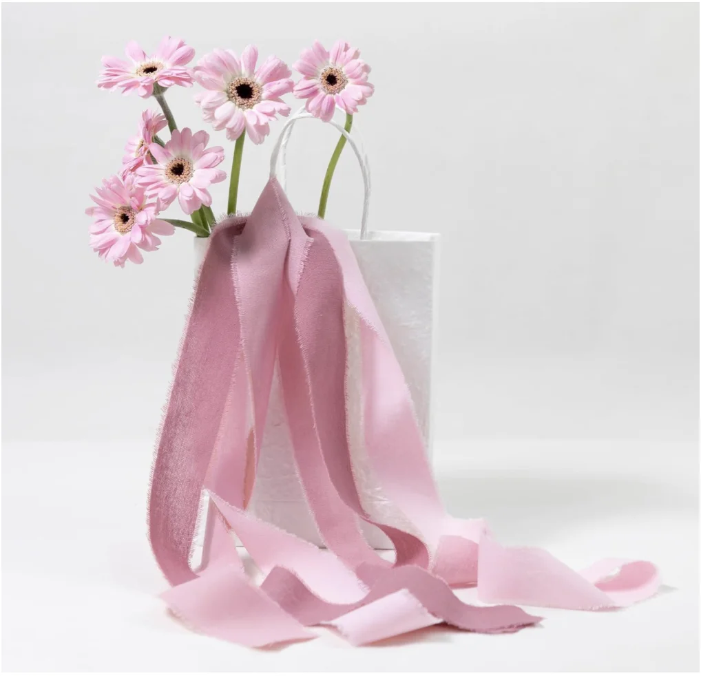 Розовая лента Dusty Rose 1-1/2 x 15 ярдов хлопковая ручной работы с потертостями и