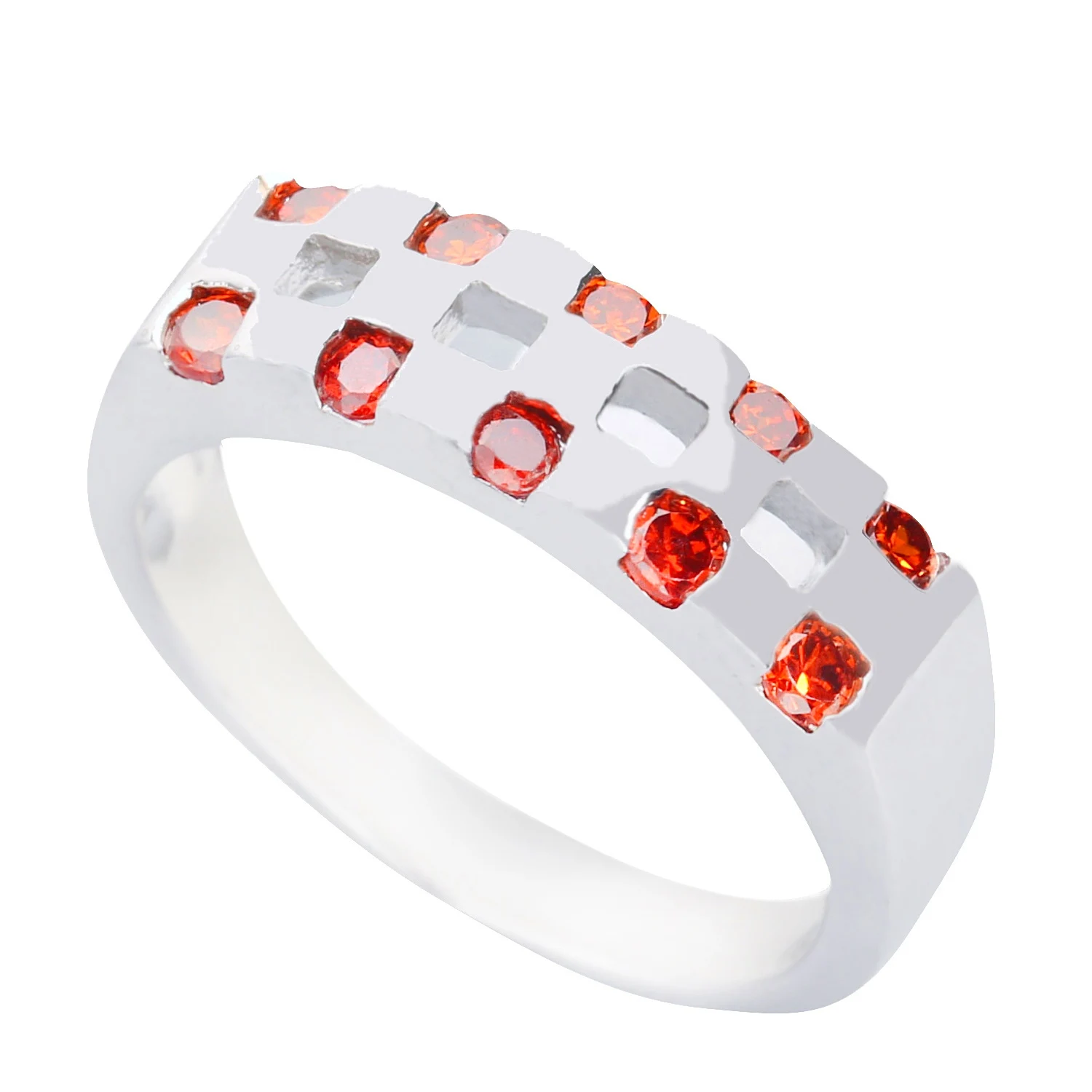 Цвет красного граната 2*2 мм искусственное серебряное кольцо