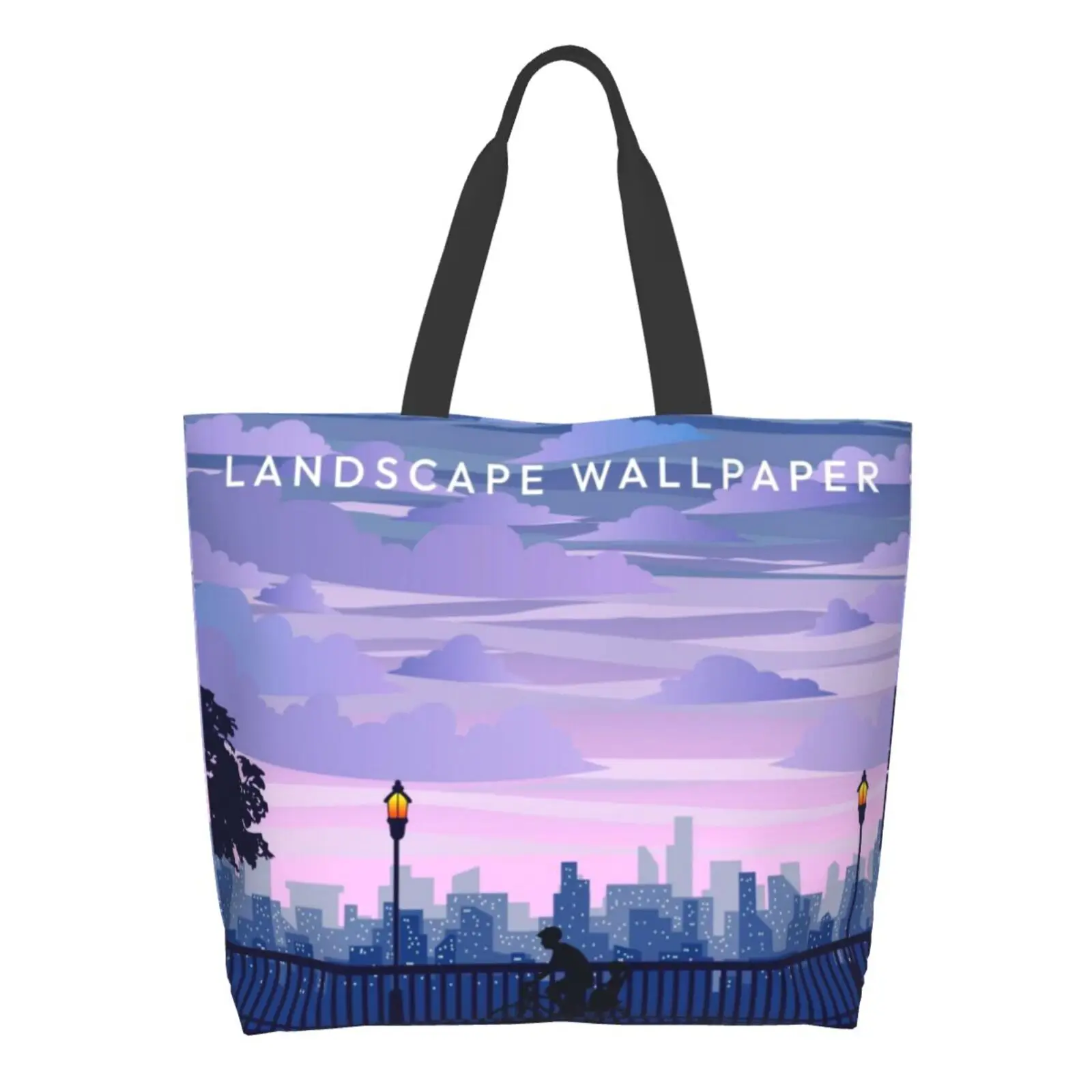 

Tote Bag for Women Reusable Large Shopping Bags Canvas Shopping Bag Beach School Shoulder Shopper Sack Casual Japan Anime City