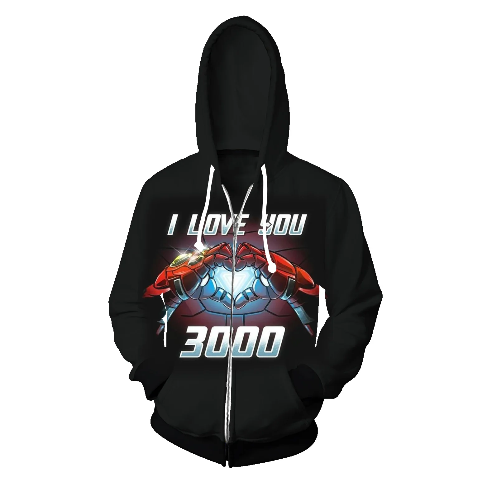 

Marvel Iron Hoodie Superhero 3D Printing Long Sleeve Love You Three Thousand Times Casual Zipper Cardigan Jacket Cosplay Costume