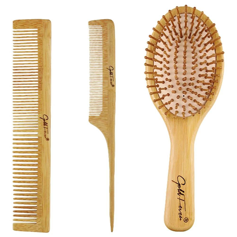 

3pcs Wooden Hair Comb Scalp Comb Hair Brush Scalp Brush Antistatic Hair Comb for Home Salon Barbershop