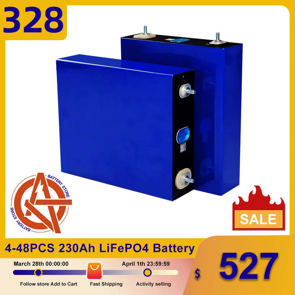 

4-48PCS New 3.2V 230Ah Lifepo4 Battery Rechargeable Battery Pack for Electric Car RV Solar Energy Storage System EU US Tax Free
