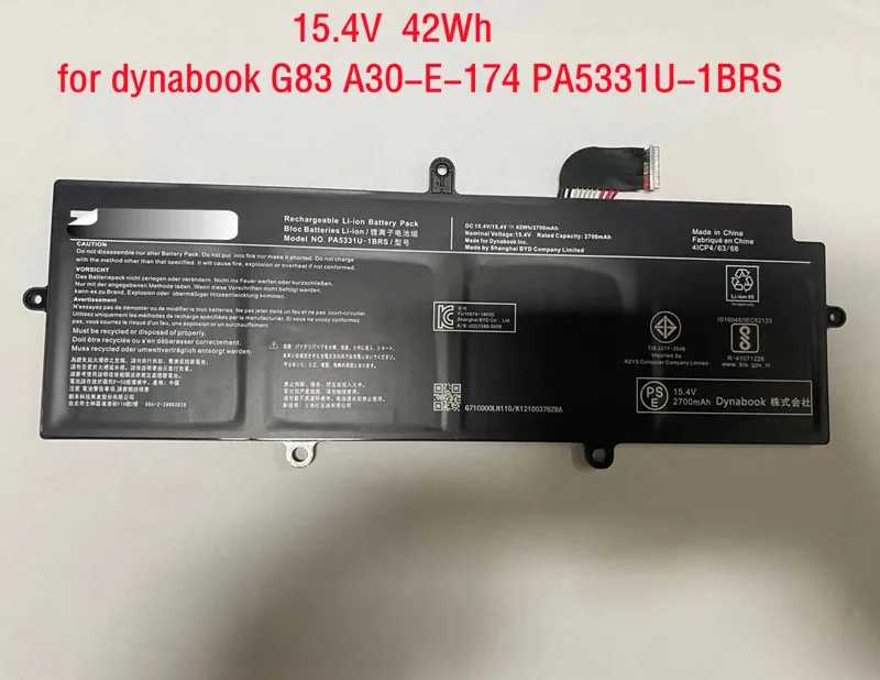 

Original PA5331U-1BRS Battery For Toshiba Portege dynabook PTG TEC X30L A40-G R30-A A30-E-10N A30-E-174 AK01B AK40B P000831100