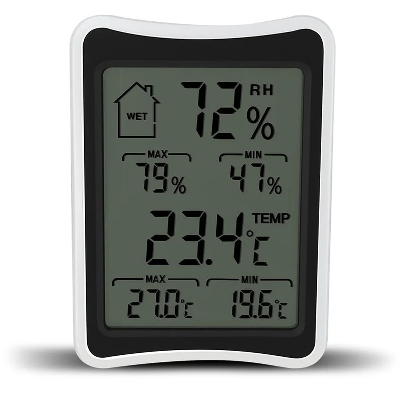 

High and Low Temperature Same Screen Digital Display Temperature Moisture Meter Household Indoor Large Screen Wet and Dry