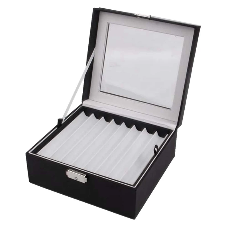

16 Slots Pen Fountain Storage Case Wooden Showcase Transparent Window Stationery Case-Collection