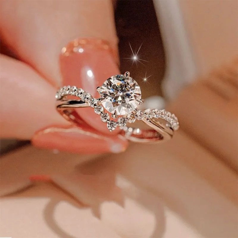 

2022 New Copy 100% Real Moissanite Stonee Diamond Imitation Women's Small Open Ring in Fashion Personality