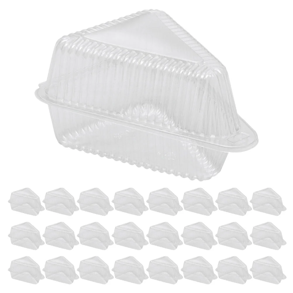 

50 Pcs Triangular Cake Box Containers Plastic Disposable Go Lids Storage The Pet Cheese Slice
