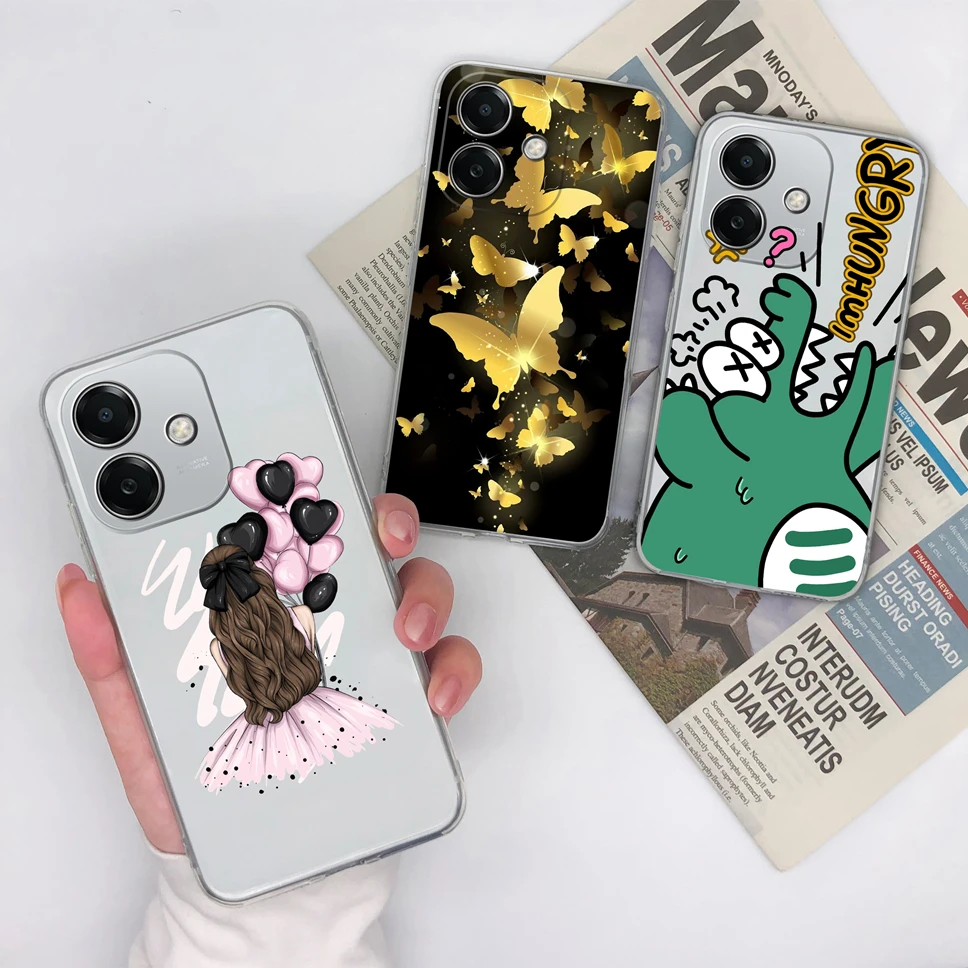 Чехол для телефона OPPO A3X 4G Прозрачный милый астронавт динозавр Мягкий ТПУ