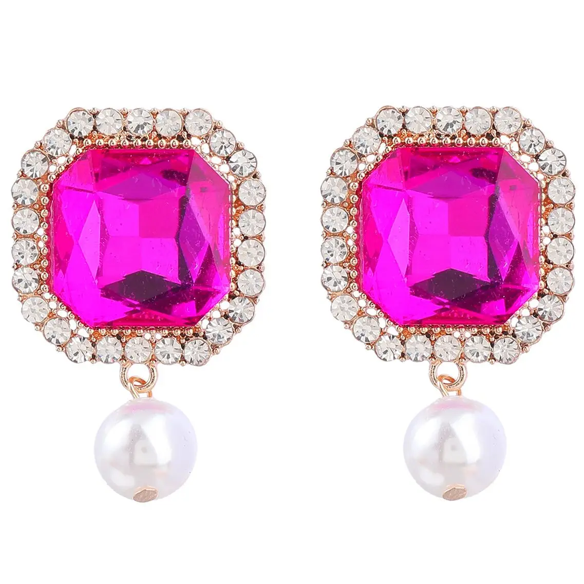 

2022 Super Sparkling Square Pearl Drop Earrings