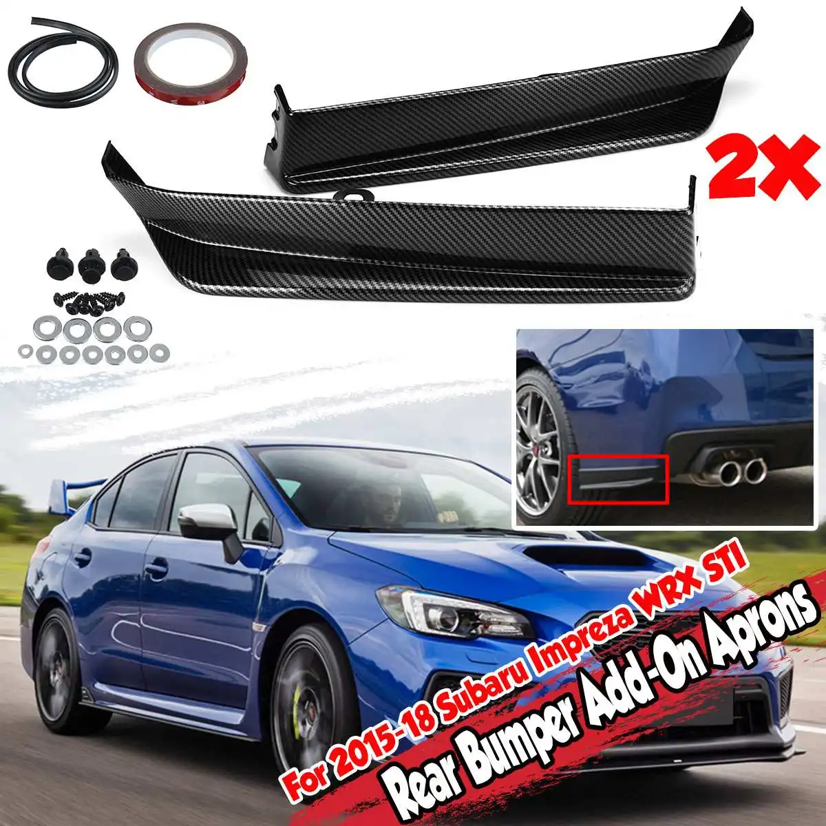 

Pairs Polyurethane Car Rear Bumper Lip Aprons Spats Splitters Diffuser Canard Protector For Subaru Impreza WRX STI 2015-2019