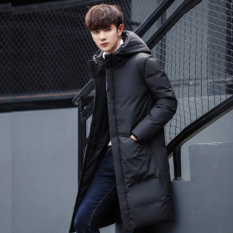 

Зимнее пальто для женщин и мужчин, модная длинная теплая куртка большого размера выше колена, Повседневная толстая верхняя одежда в Корейск...