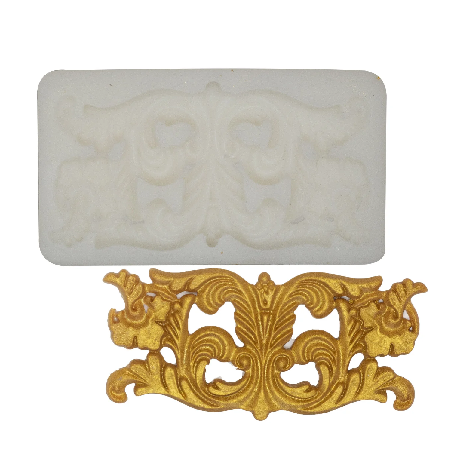 

Baroque Scroll Relief Silicone Mold, Cake Decorating Tools, Fondant Chocolate Candy Gumpaste Mold, Cupcake Frame Baking