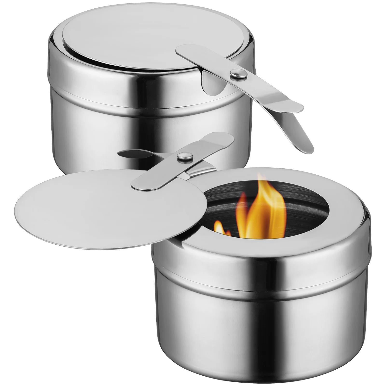 

2 Pcs Chaffing Dish Warmer Fuel Holder Cover Chafers Warmers Lid Wick Holders Chafing Small Cans Stainless Food