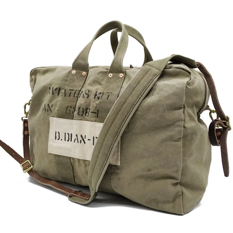 Retro casual canvas weekend bag travel men's hand luggage bag fashion letter canvas messenger bag shoulder bag