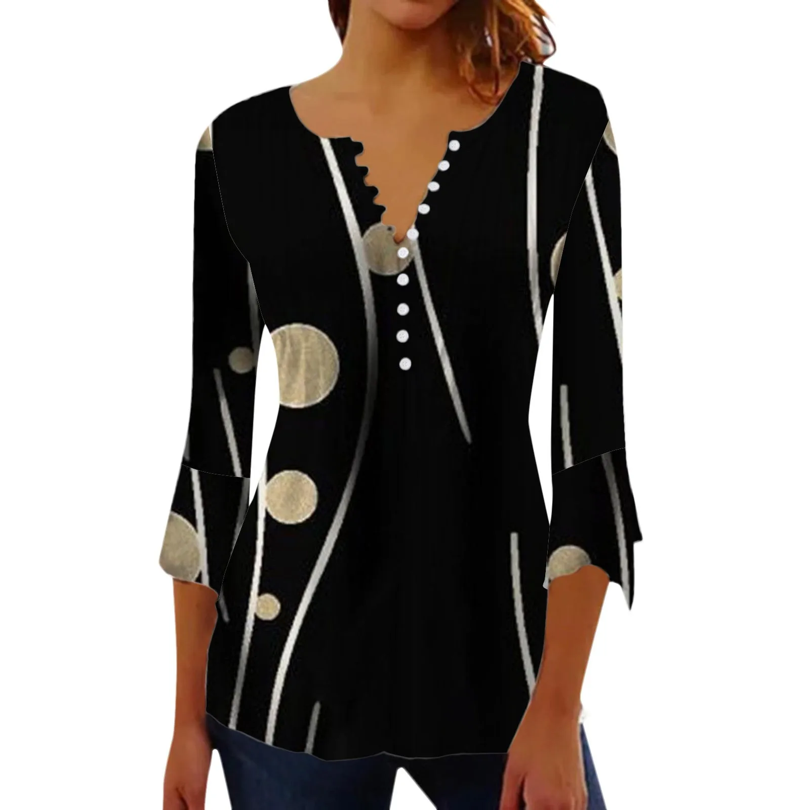 

Women's Fashion Casual V Collar 3D Printed Base Shirt T Shirt Short Sleeve T Shirts for Women