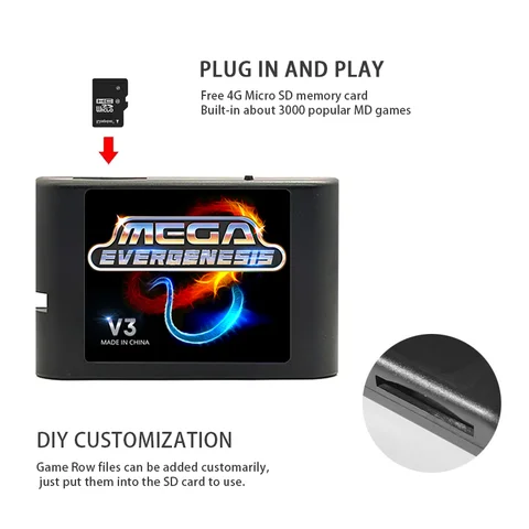 EVERGENESIS Mega Drive V3 Pro 3000 в 1 EDMD Remix игровая карта для SEGA