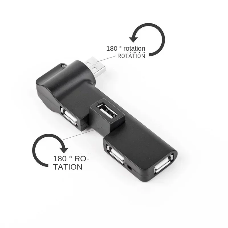 

Pipe USB Rotatable 4-port 2.0hub Computer Trailing Quarter Splitter USB2.0 Hub Expander Black 480
