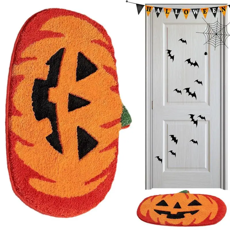 

Pumpkin Welcome Mat Portable Polyester Fiber Front Door Mat Reusable Non Slip Design Welcome Mat For Home Outdoor Accessories
