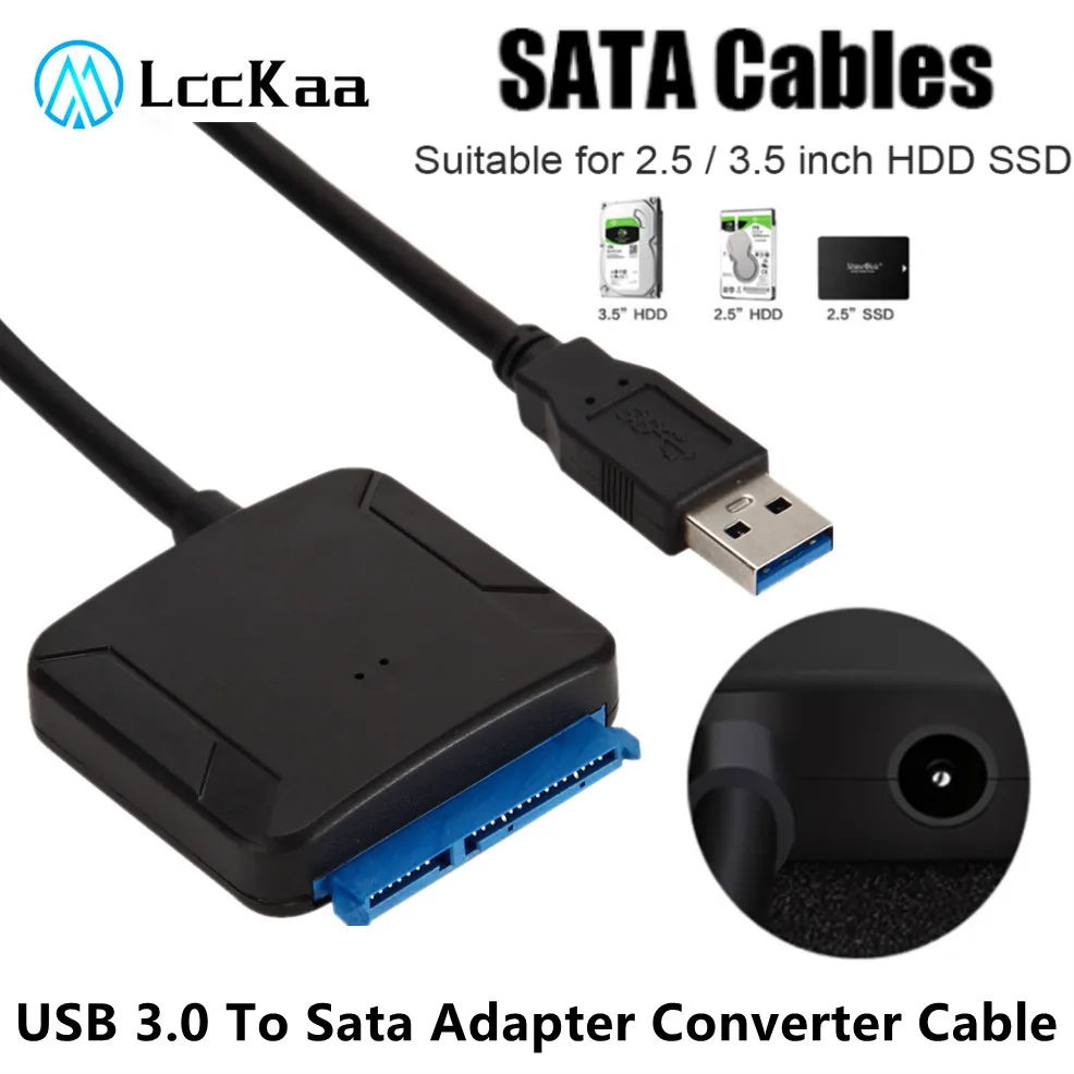 

LccKaa USB 3,0 к Sata кабель USB SATA адаптер кабель Поддержка 2,5/3,5 дюйма внешний SSD HDD адаптер Жесткий диск Аксессуары для ноутбуков