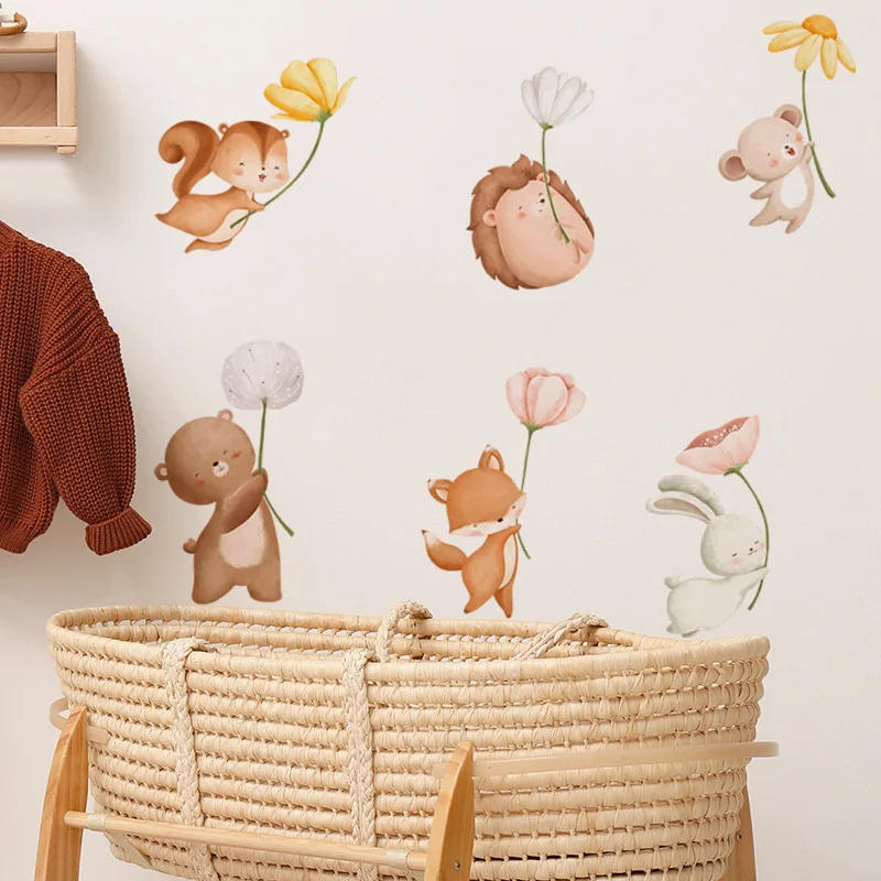 

Настенная наклейка HonC мультяшные животные цветы парашют