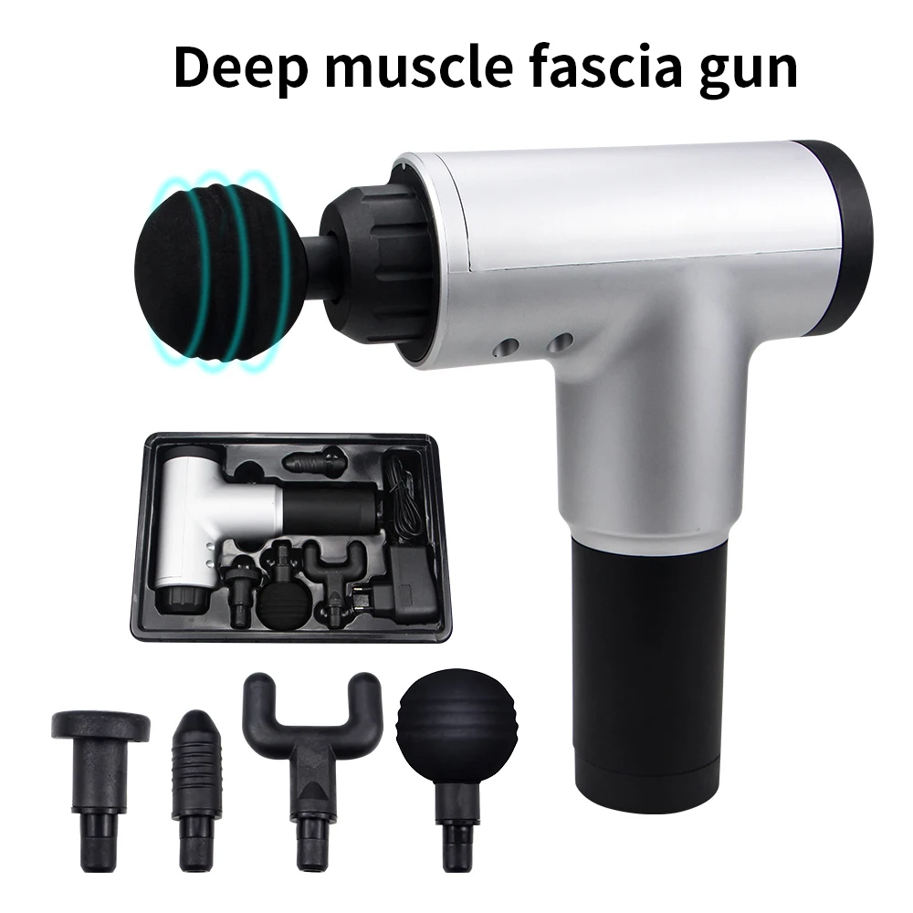 

1200-3300r/min Electric Muscle Massage Gun 2000mA Deep Tissue Massager Therapy Fascial Gun Exercising Pain Relief Body Shaping