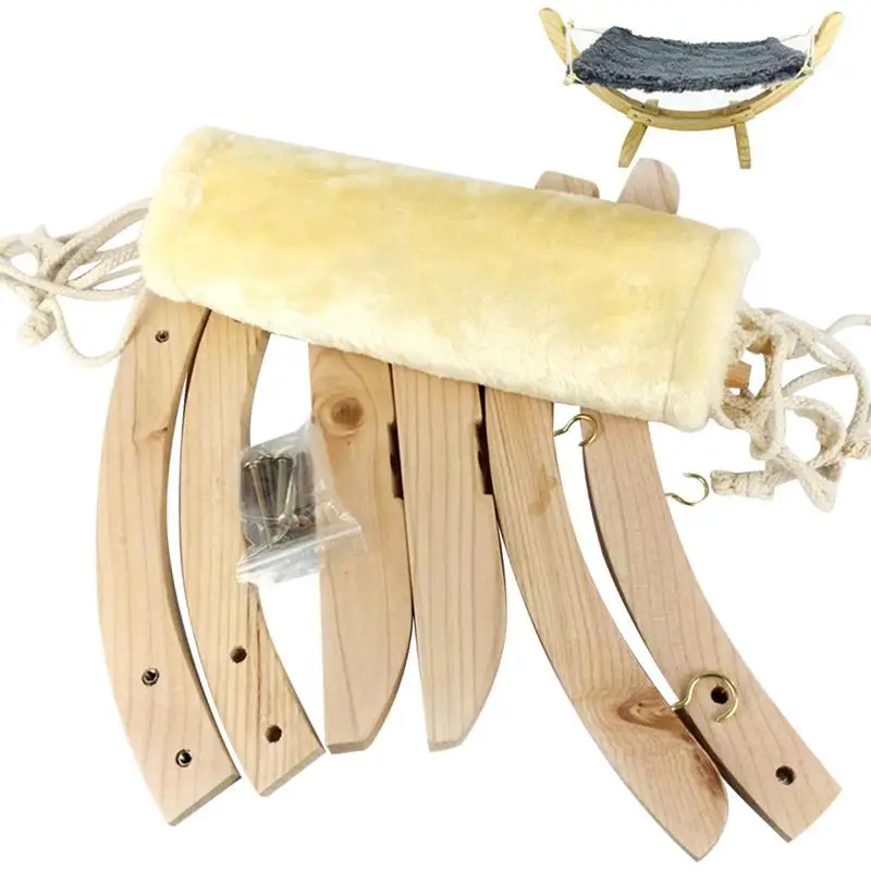 

Cat Hanging Hammock Cat Litter Solid Wood Bed Cat Cage Hammock Suitable For Indoor Cats Kitten Ferret Hamster Rabbit Or Small