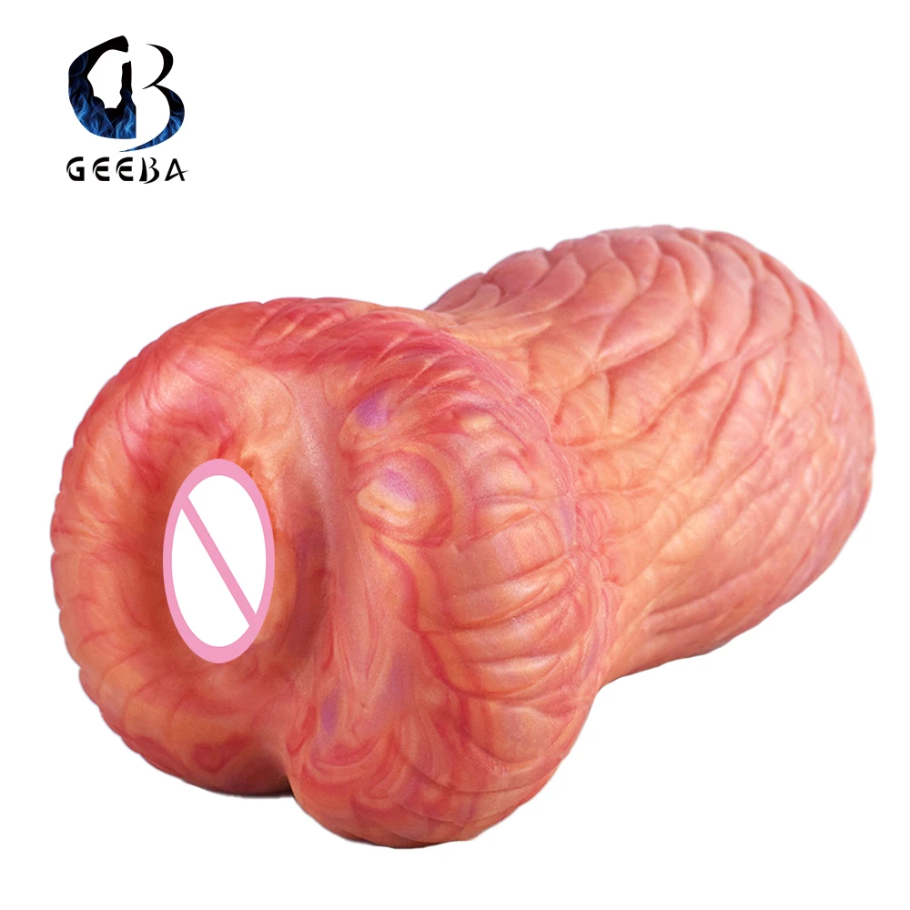 GEEBA Realistic Pocket Pussy Sex Toys Artificial Vaginal Male Masturbator Cup Silicone Penis Training Bloodsucker Massage Device