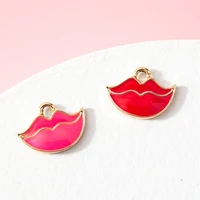 1020pcs 913mm sexy red pink lips pendant enamel charms diy jewelry accessories for handmade necklace keychains