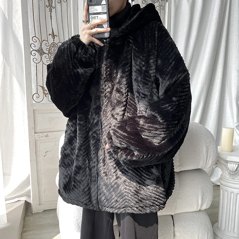 Winter Jacket Men Warm Fashion Casual Thickened Hooded Plush Jacket Men Korean Loose Thick Short Coat Mens Parker Clothes S-2XL