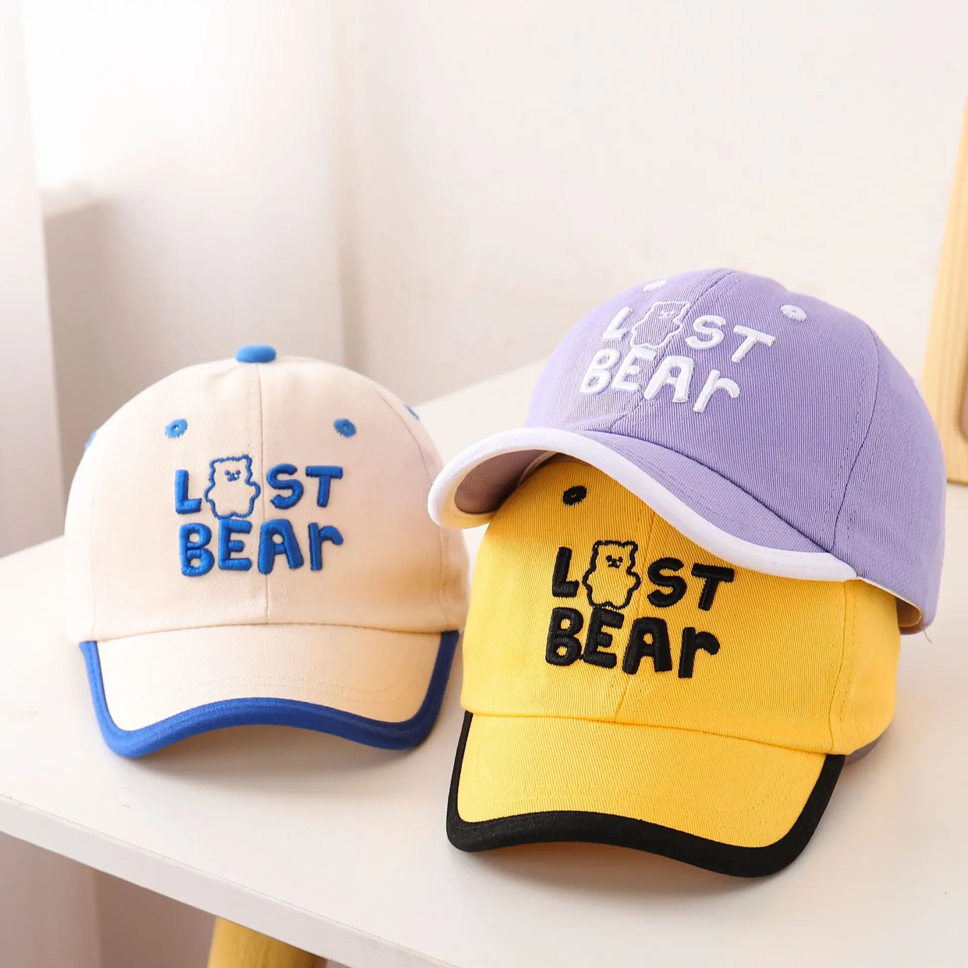 

Детская кепка с мягким мультяшным медведем, детская шапка с вышивкой, регулируемая бейсболка для мальчиков и девочек, тонкая бейсболка