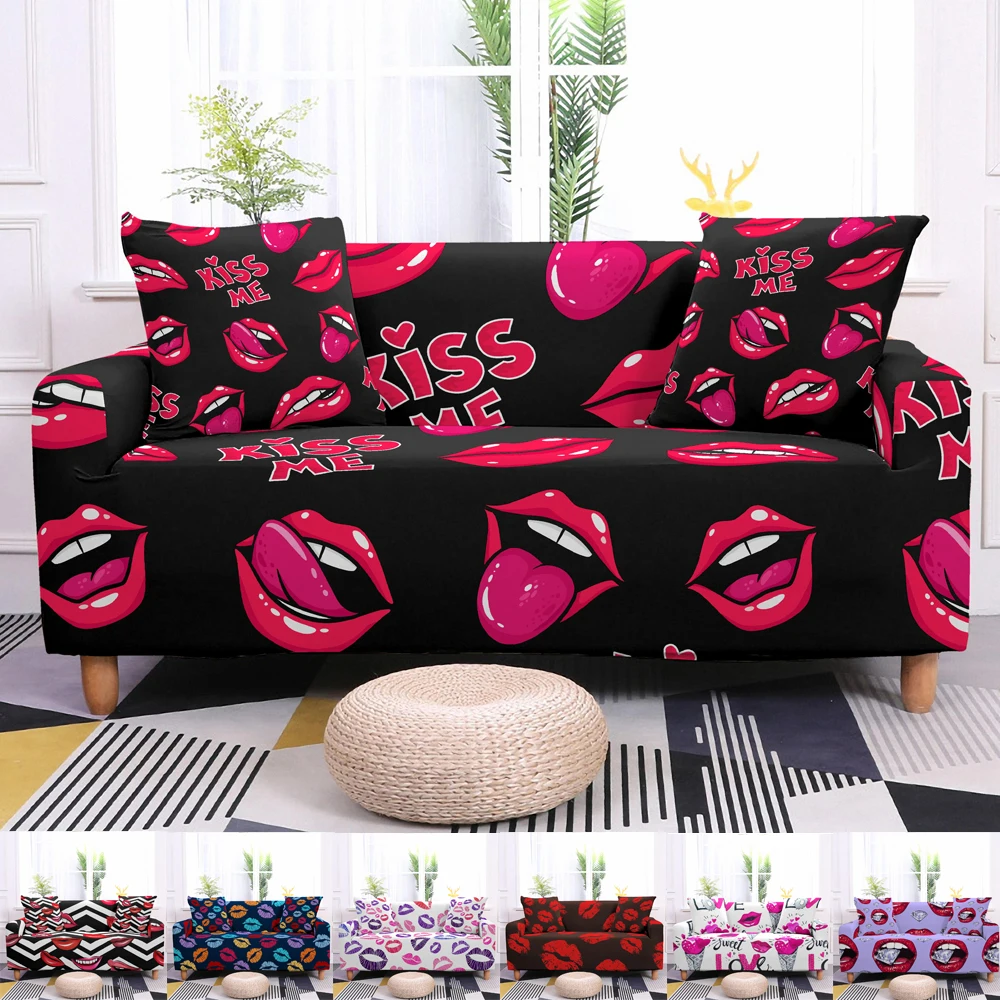 

Hip Hop Sexy Lips Print Sofa Cover Elastic Couch Cover Stretch Slipcover Sectional Sofa Covers Furniture Protector Home Decor