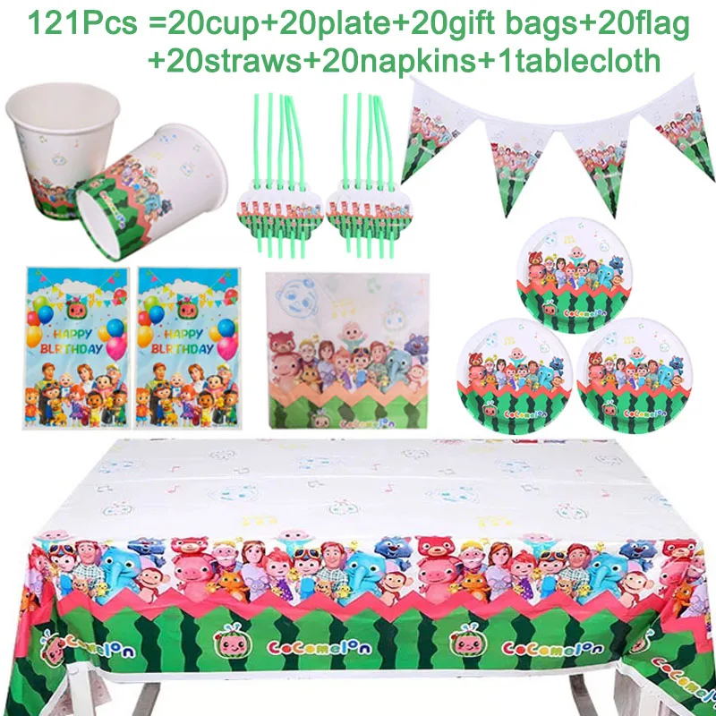 

Baby JJ Theme Party Supplies Paper Cups+Plate+Straws+Napkin+Tablecloth+Gift bags For Kids Birthday Party Tableware Baby Shower