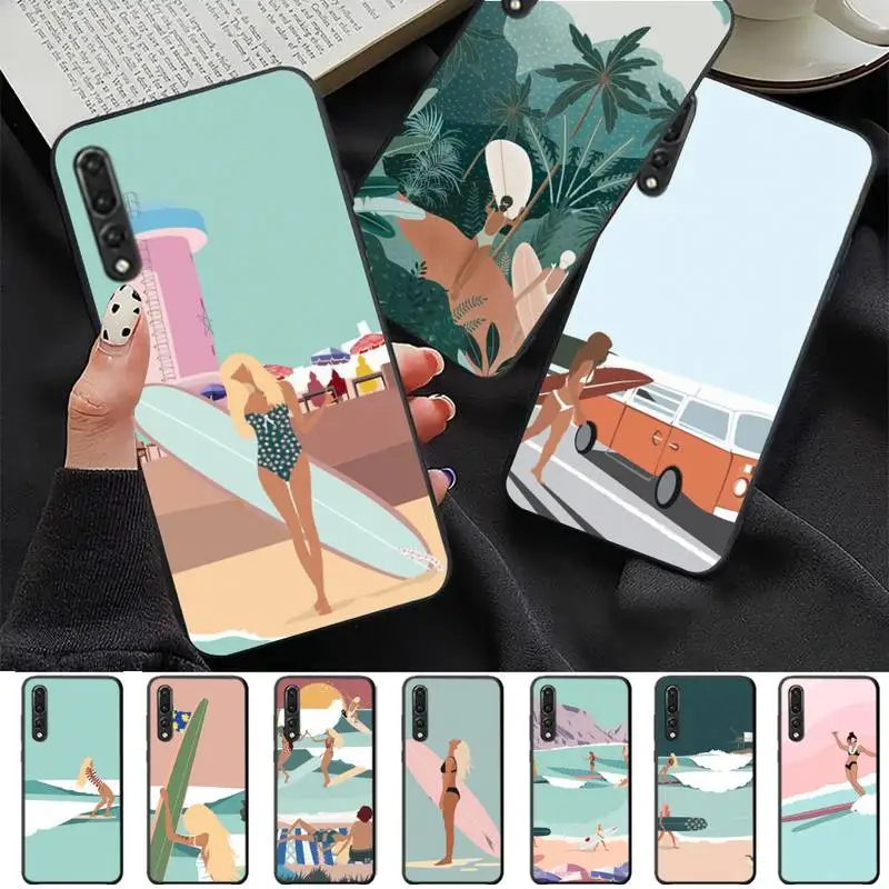 

art surf Girl Phone Case for Huawei P30 40 20 10 8 9 lite pro plus Psmart2019