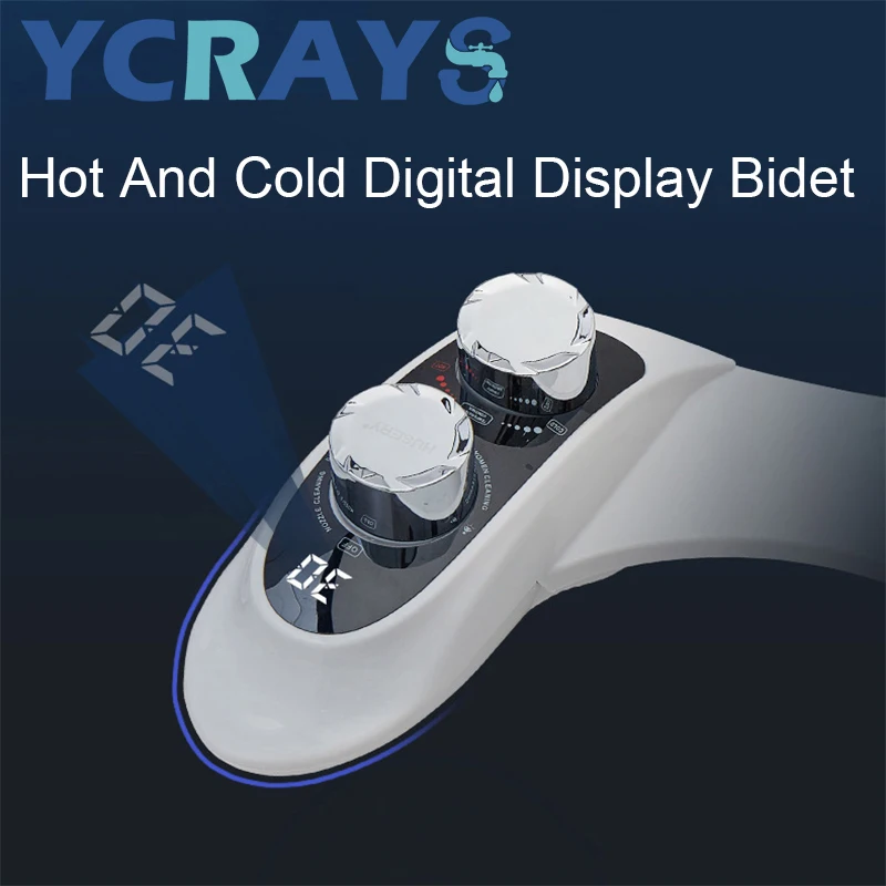 

YCRAYS Temperature Display Bidet Toilet Sprayer Seat Attachment Self-Cleaning Dual Nozzle Wash Hot Cold Mixer Water For Bathroom
