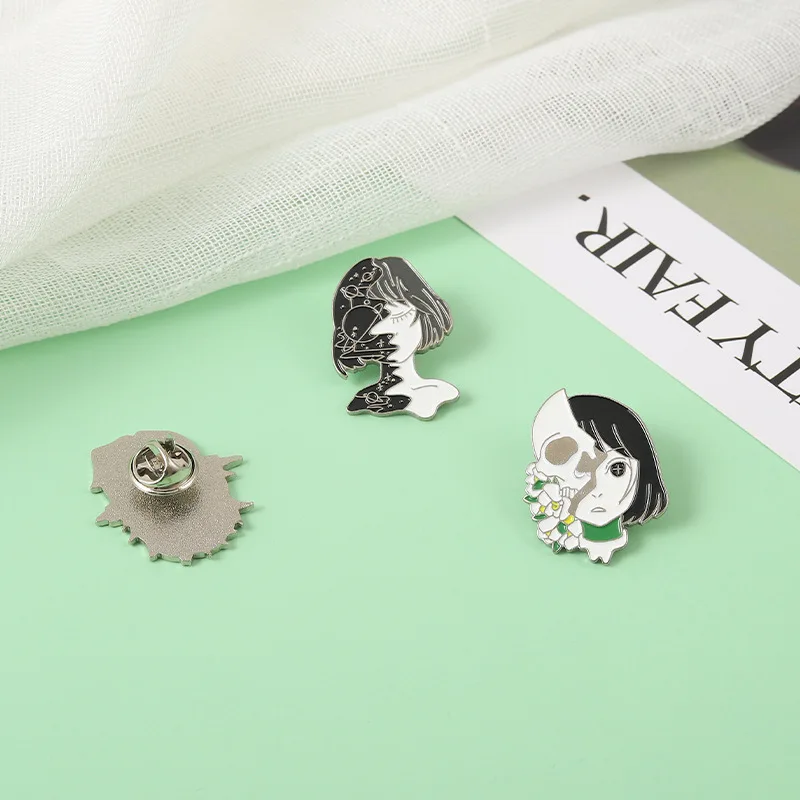 Брошь из сплава с изображением персонажей телевизора мультяшный череп для
