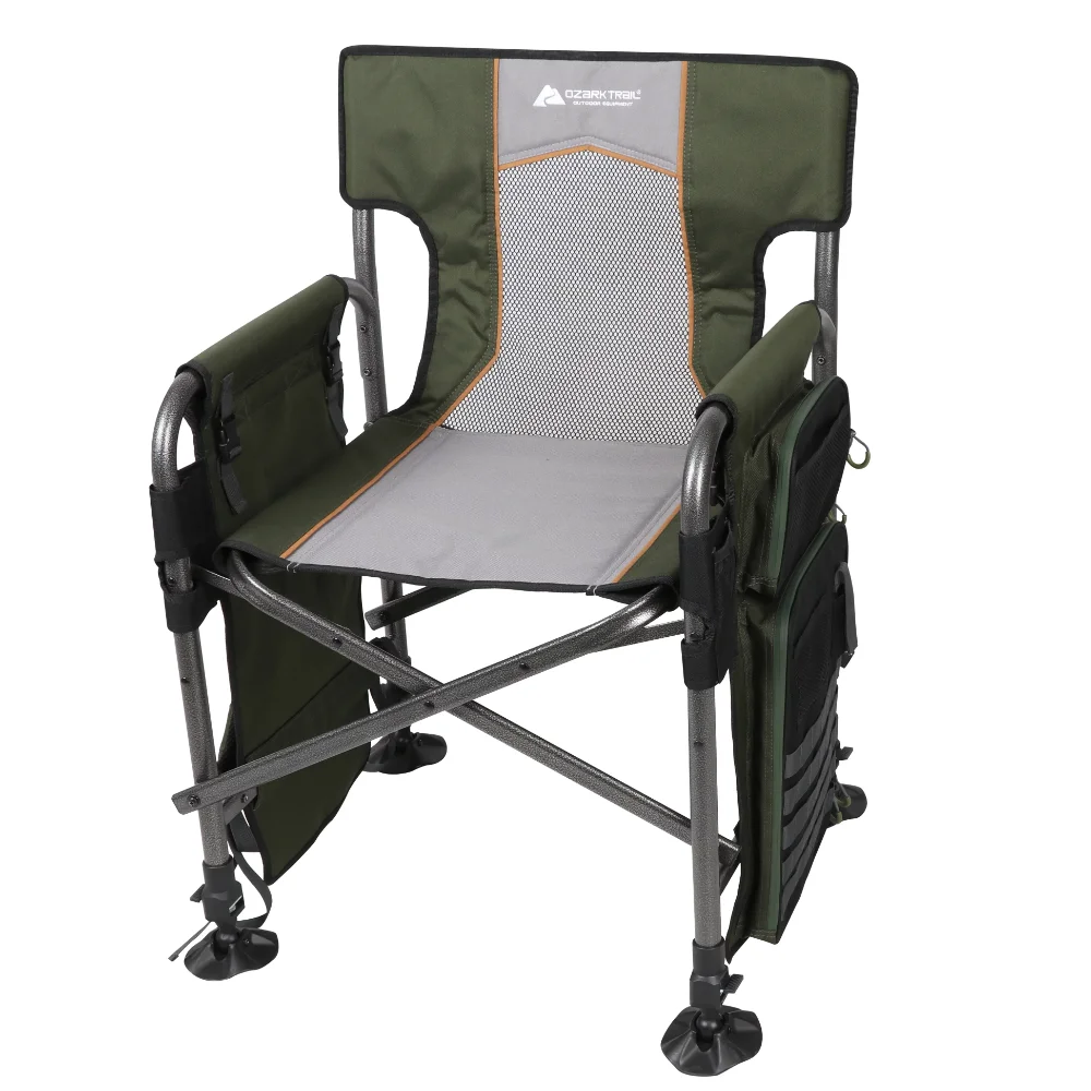 

Fishing Steel Director's Chair with Rod Holder, Green Folding Chair