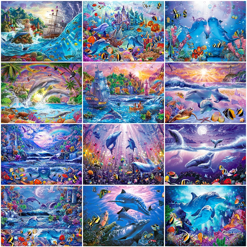 

EverShine 5D алмазная вышивка, дельфин, новая коллекция 2022, алмазная живопись, Набор для вышивки крестиком, вышивка на стену