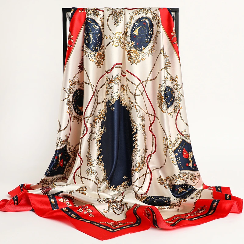 2022 модный атласный Шелковый квадратный шарф с принтом женский роскошный