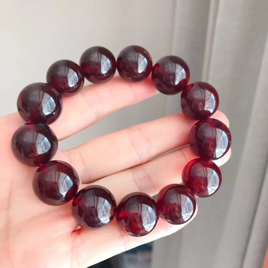 

Подлинные натуральные красные бриллианты, браслет из кварцевых бусин 17 мм, большие женские прозрачные круглые бусины, стрейчевый драгоценный камень, Мода AAAAA