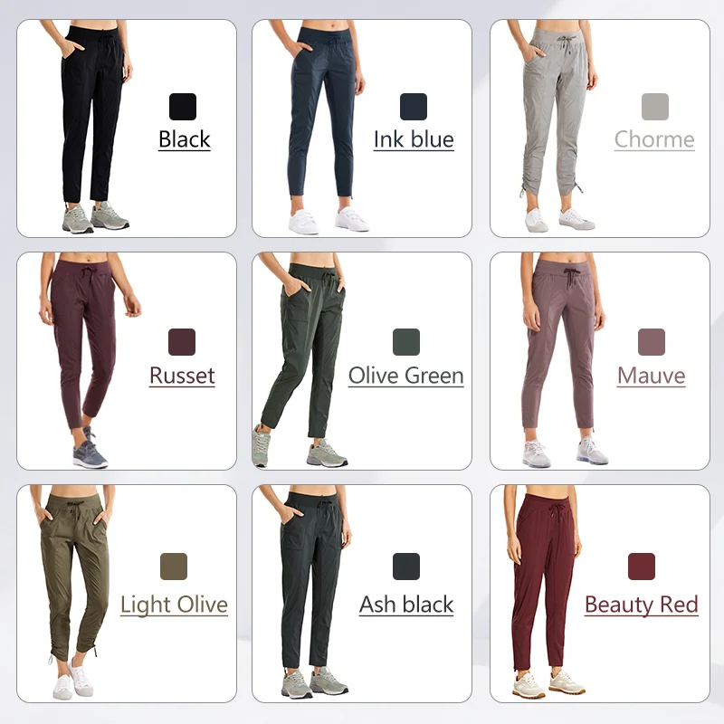 CRZ YOGA Women's Go to Studio Jogger Striped Cargo Pants Drawstring Leg 7/8 Workout Casual Pants