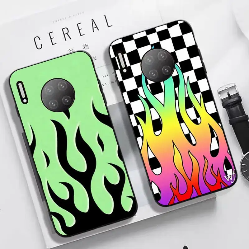 

Fashion Red Flames Fitted Phone Case For Huawei Mate 10 20 30 40 50 lite pro Nova 3 3i 5 6 SE 7 pro 7SE