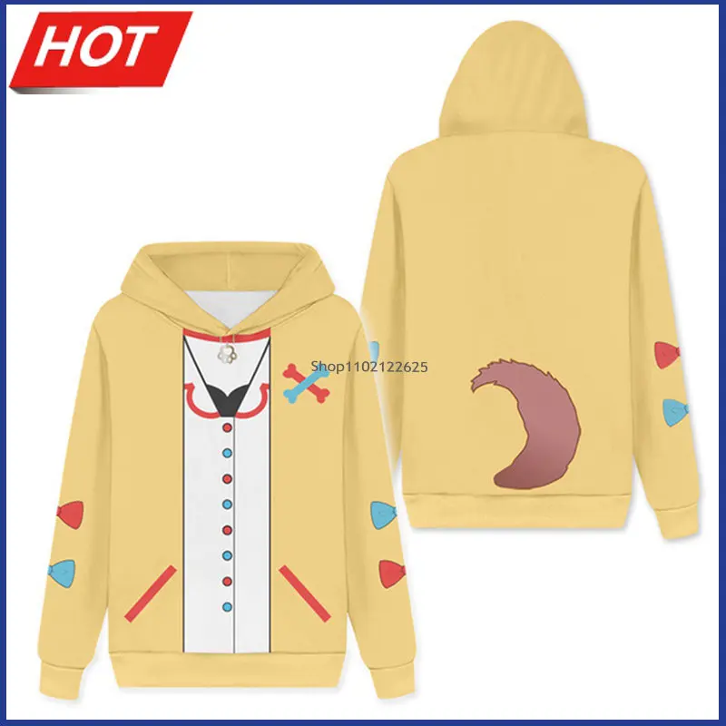 

Толстовка для косплея Hololive Vtuber Inugami Korone, симпатичная толстовка с капюшоном и 3D-принтом из аниме, Повседневный пуловер, куртка на молнии, паль...