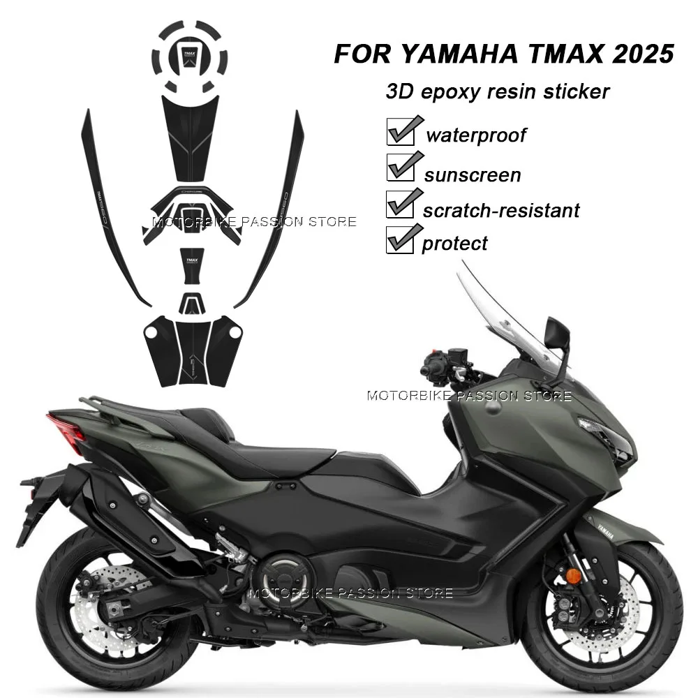 Фото Наклейка из эпоксидной смолы 3D для мотоцикла Yamaha Tmax 560 tmax 2025, комплект защиты бака, устойчивая к царапинам, нескользящая наклейка-протектор №1
