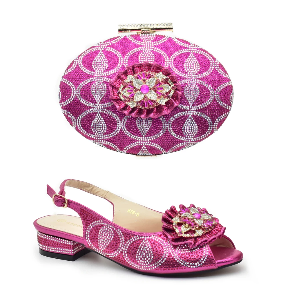 

doershow Italian Shoes With Matching Bags Set Italy African Women's Party Shoes and Bag Sets fuchsia Color Women shoes! SGJ1-2