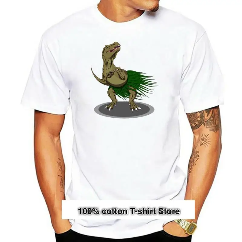 

Ukelele de dinosaurio negro Uke Love Aloha, camiseta Hawaiana de vacaciones, 100% algodón, talla grande