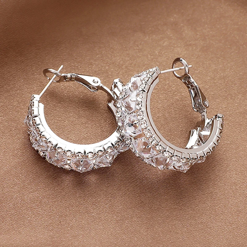 

MIHUA Ladies Small Circle Hoop Earrings Shiny White Zircon Simple Daily Wear Earrings Wedding Party Fashion Jewelry Gifts H8E301