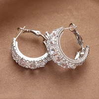 mihua ladies small circle hoop earrings shiny white zircon simple daily wear earrings wedding party fashion jewelry gifts h8e301