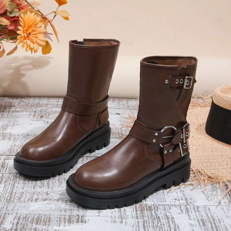 

Women's Shoes 2023 New Round Toe Women's Boots Fashionable and Simple Mid Sleeve Boots Zipper Solid Women's Short Boots