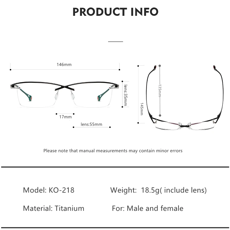 Плавающая оправа для бровей из чистого титана очки такой же дизайн как Ken Okuyama